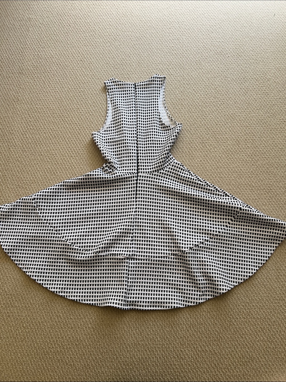 Eight Sixty Black White Checkered Mini Dress XS V-Neck Fit & Flare - Picture 4 of 5